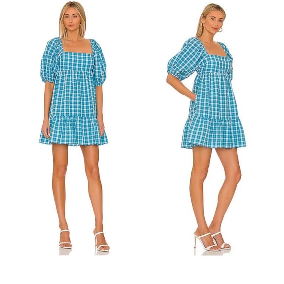 Amanda Uprichard Dresses & Skirts - Amanda Uprichard Puff Sleeves Plaid Mini Dress Medium